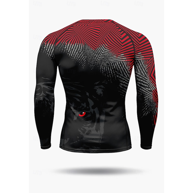 Men's Compression Shirt Running Shirt Lion Geometric 3D Print Long Sleeve Base Layer Quick Dry Compression Power Flex Moisture Wicking Gym Workout Active Training Exercise Sportswear Activewear Black2