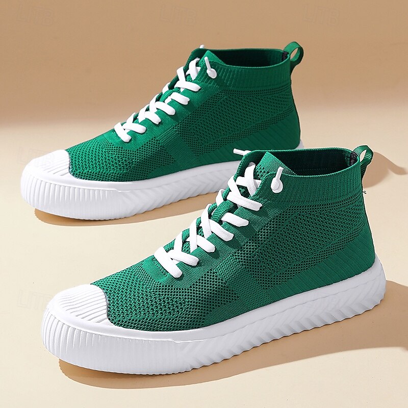 Men's High Top Green Casual Sneakers – Lightweight Breathable Street Style Lace-Up Shoes for Daily Wear, Walking and College Outfits3