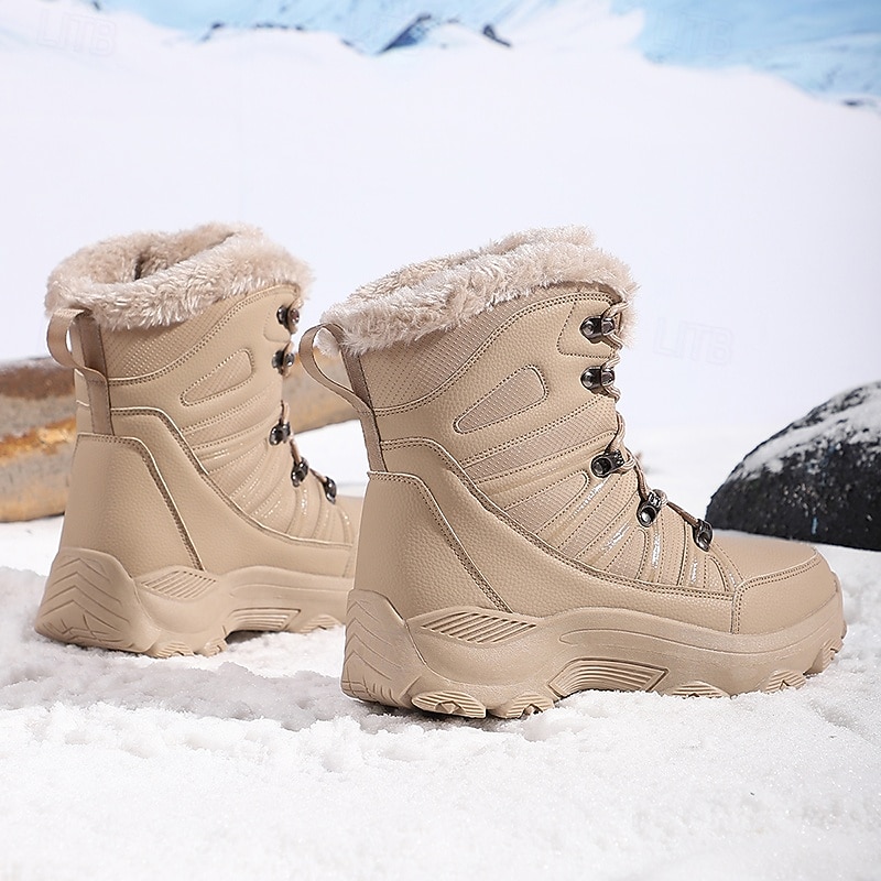 Men's Waterproof Winter Snow Boots with Fur Lining, Anti-Slip Sole, Warm Outdoor Hiking Shoes for Cold Weather3