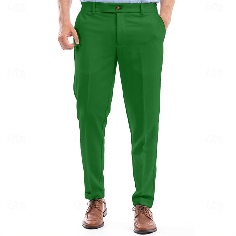 Men's Tapered pants Trousers Dress Pants Suit Pants Pocket Elastic Waist Plain Comfort Soft Full Length Business Daily Wedding Party Fashion Streetwear White Pink2