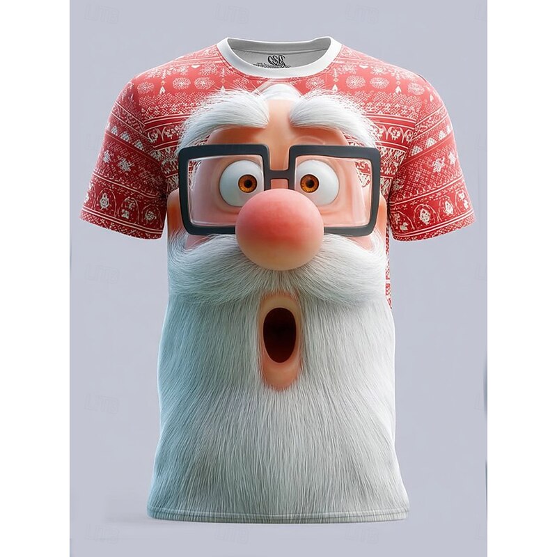 Christmas Women's T Shirt Graphic Santa Claus Vintage Stylish Classic Short Sleeve Crew Neck Round Neck Regular Tops Daily Print Red Green off-white Fall Winter3