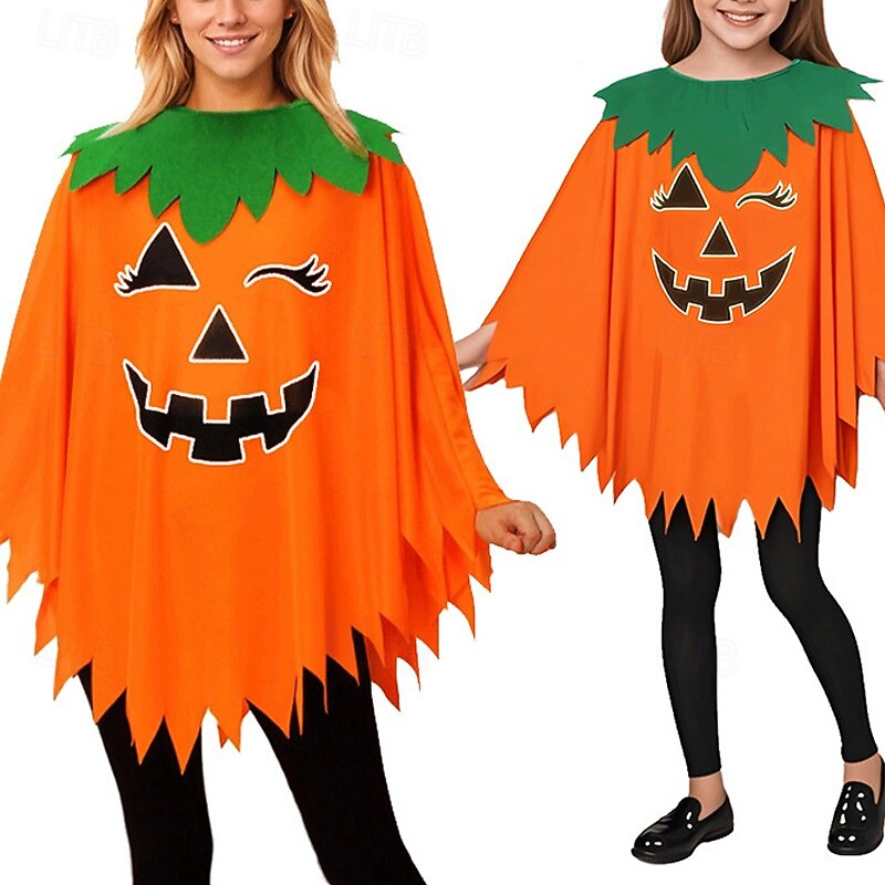 Mommy and Me Halloween Coat Pumpkin Party Print Orange Party Matching Outfits2