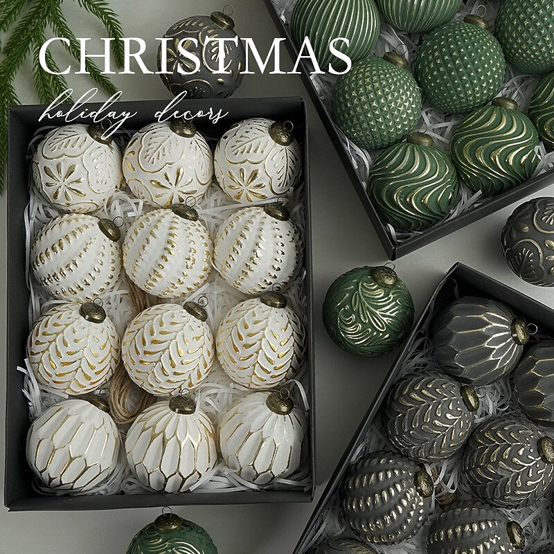 12 Pcs Christmas Ball Ornaments Baubles for Tree 8cm (3.15inch)  Vintage Style Hanging Decorations for Holiday Tree, Party & Home Decor3