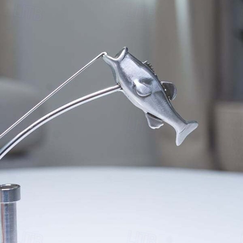 Kinetic Fishing Sculpture - Balance Art for Your Space Fisherman Kinetic Balancing Desk Toy Fishing Physics Sculpture for Home Office Art Deco Stainless Steel Balance Physics Toy3