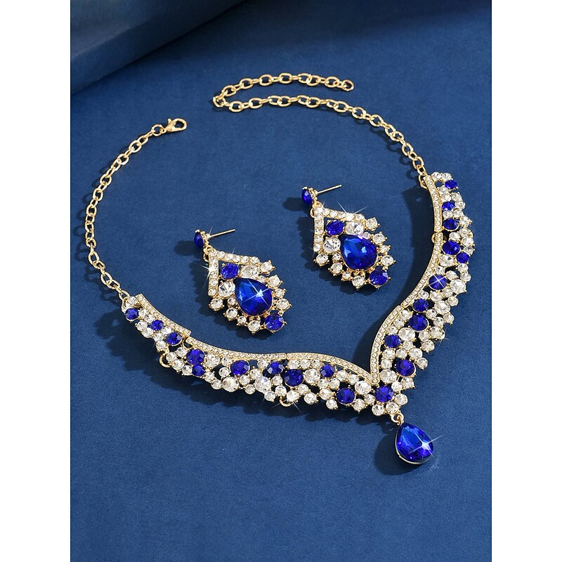 Women's Purple Rhinestone Necklace and Earring Set - Sparkly Vintage Jewelry for Gatsby Themed Parties, Ballroom Dance and Formal Evening Events4