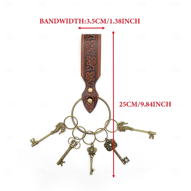 Retro Vintage Medieval Renaissance Keys Set with PU Keychain Viking Celtic Knight Fancy Dress Unisex Viking Fantasy Halloween Carnival Performance LARP Ren Faire Adults All Seasons2