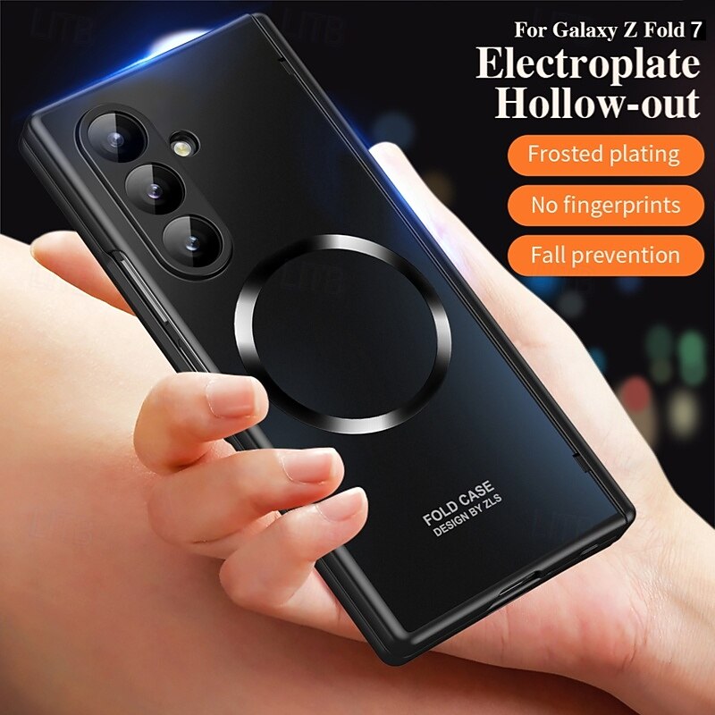Phone Case For Samsung Galaxy Z Fold 7 Z Fold 6 Z Fold 5 Z Fold 4 Z Fold 3 Magnetic Adsorption with Screen Protector Full Body Protective Camera Lens Protector Retro Armor PC