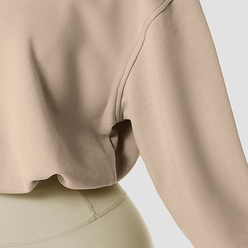 Women's Pullover Sweatshirts Zip Up Sweatshirts Plain Sports Fashion Casual Long Sleeve High Neck Regular Tops Street Dailywear Casual Half Zipper Quarter Zipper Zipper Khaki Fall Winter3