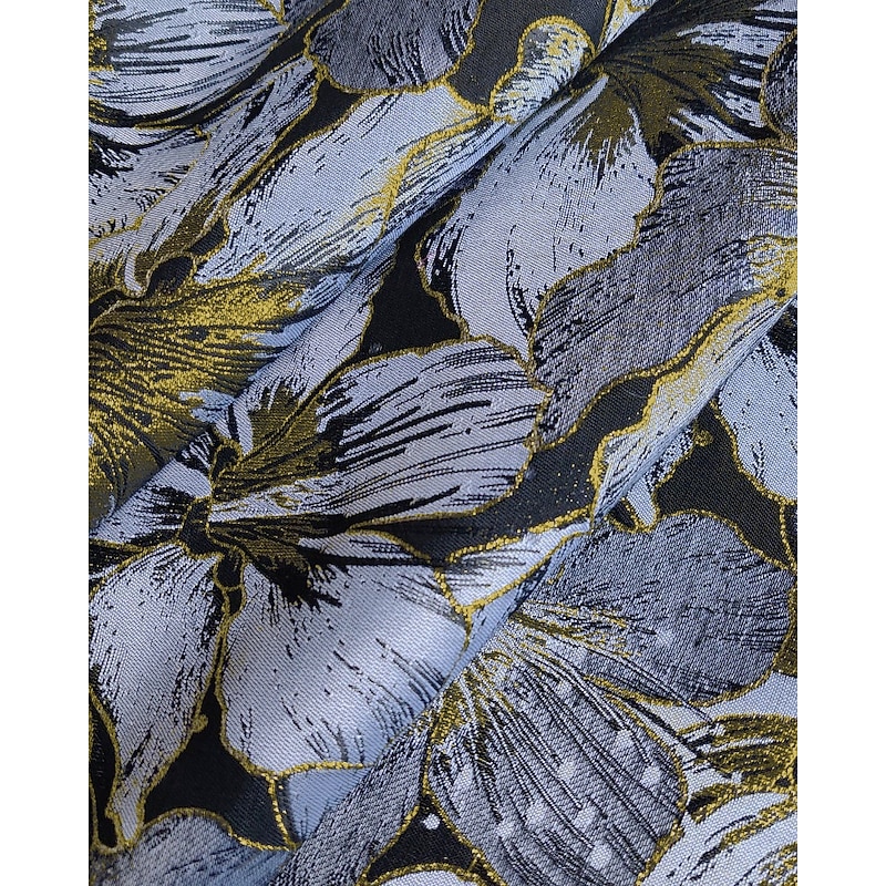 Jacquard Brocade A-Line Mother of the Bride Dress Elegant Vintage Shirt Collar Floor Length Stretch Fabric Long Sleeve with Bow(s) Color Block4