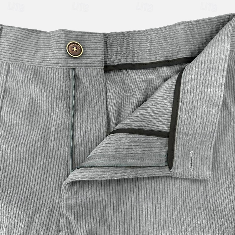 Men's Cargo Pants Cargo Trousers Corduroy Pants Pocket Buttons Woven Solid Color Plain Soft Breathable Full Length Formal Office Work Vacation Stylish Black Brown Micro-elastic4