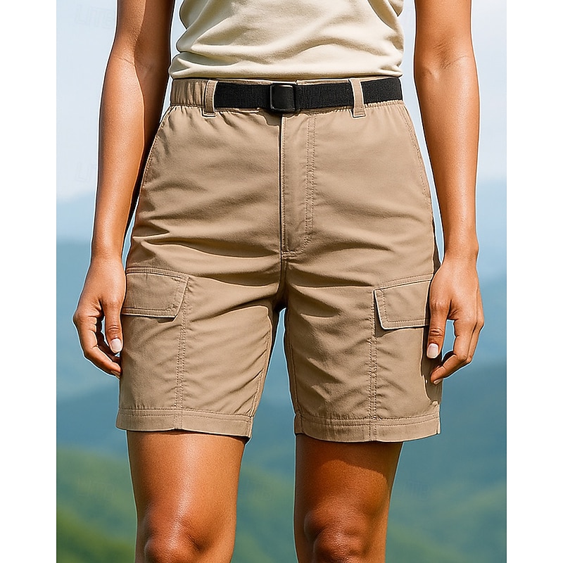 Women's Convertible Zip Off Pants Hiking Pants Trousers Waterproof pants Softshell Pants Outdoor Regular Fit Waterproof Windproof Bottoms Pocket Elastic Waist Black Army Green Camping / Hiking Running2