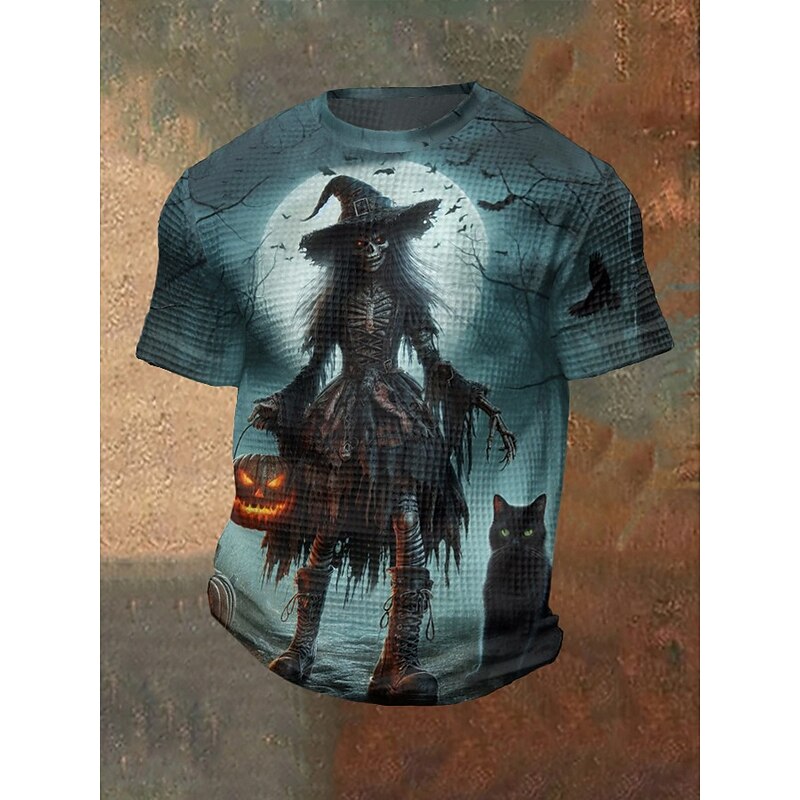 Men's Halloween Shirt Witch Bat Crewneck Clothing Apparel 3D Print Outdoor Holiday Theme Party Halloween Party Short Sleeve Print Vintage Halloween3