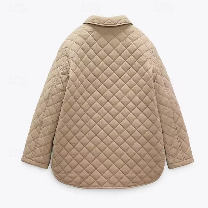 Women's Puffer Jacket Quilted Jacket Casual Jacket Comfortable Breathable Pocket Buttons Casual Plain Vacation Street Casual Daily Wear Single Breasted Short Turndown Loose Fit Long Sleeve Outerwear2