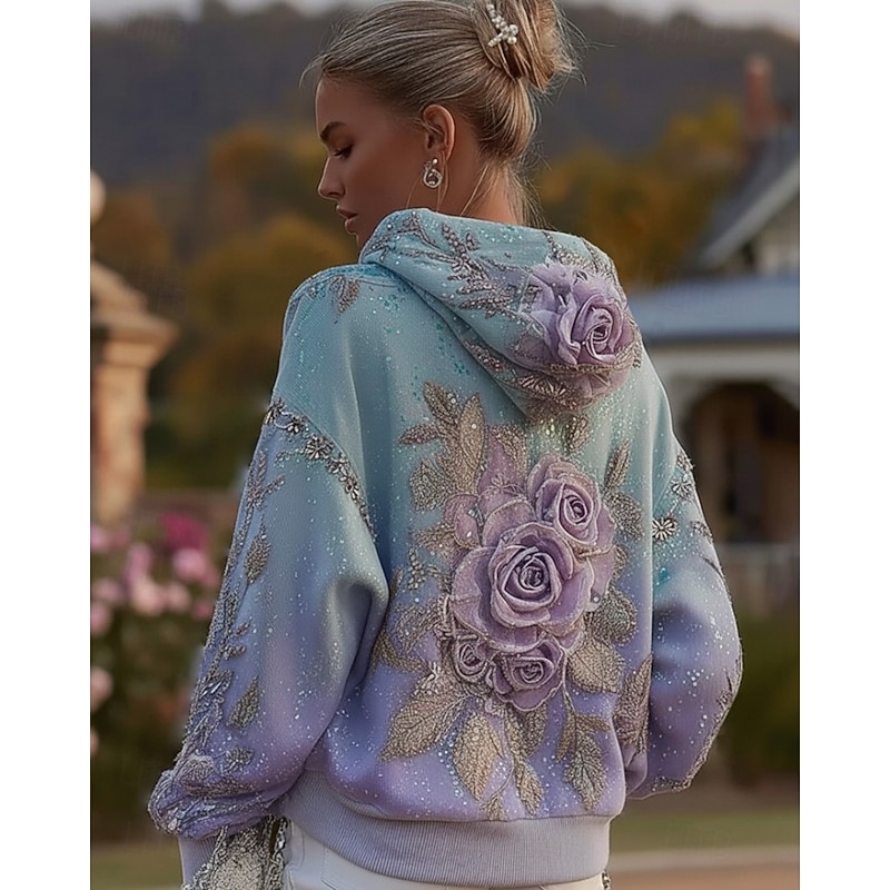 Women's 3D Print Vintage Boho Hoodie Patchwork Hoodie Sweatshirt Floral Pullover Sweatshirt  Elegant Warm Vintage Long Sleeve Hooded  Street Dailywear Casual Patchwork Print Yellow Spring Fall Winter2