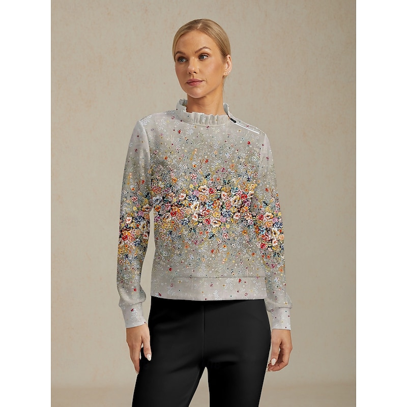 Women's Golf Pullover Sweatshirt Grey Long Sleeve Top Ladies Golf Attire Clothes Outfits Wear Apparel