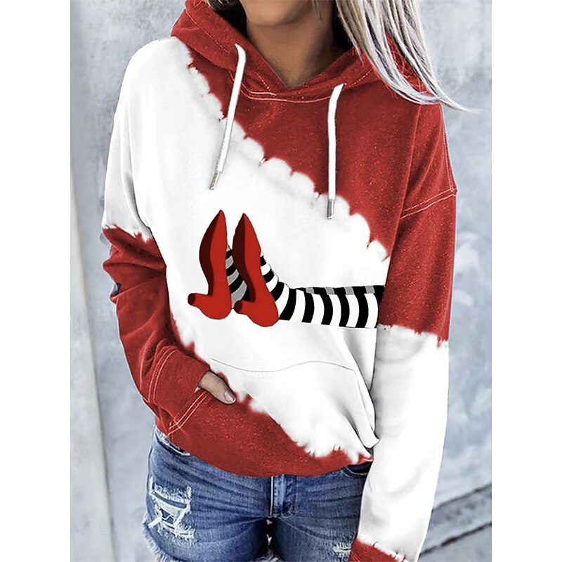Halloween Women's Pullover Hoodie Sweatshirt Witch Graphic Fashion Casual Long Sleeve Hooded Regular Tops Street Dailywear Casual Drawstring Pocket Print Black Red Blue Green Gray Fall Winter4