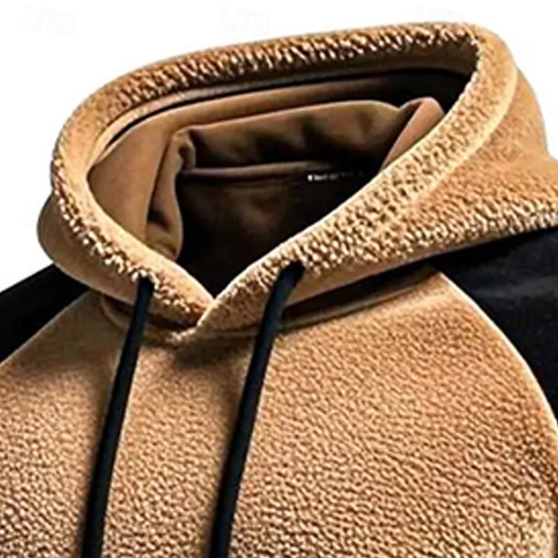 Men's Hoodie Pullover Hoodie Sweatshirt Fleece Hoodie Khaki Hooded Plain Patchwork Color Block Sports & Outdoor Casual Daily Streetwear Cool Sportswear Fall Spring &  Fall Clothing Apparel Hoodies2