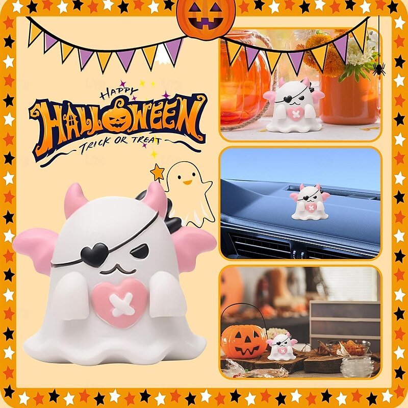 Halloween Cute Ghost Figurine Decoration Resin Creative Home Desktop Decoration, Cartoon Spooky Miniature, Fun Halloween Collectible Gift2