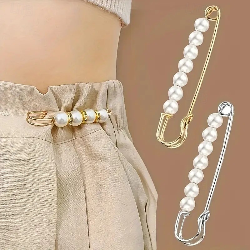 4pcs Artificial Pearl Brooch Pins – Scarf, Hijab, Shawl, and Sweater Safety Pins for Women, Elegant Fashion Accessory Set