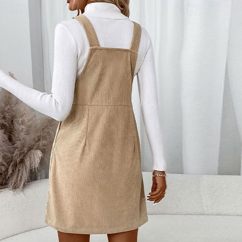 Women's Mini Dress Sheath Dress Shift Dress Party Birthday Casual Daily Going out Regular Fit Plain Sleeveless Square Neck Apricot Spring Fall Winter Autumn4