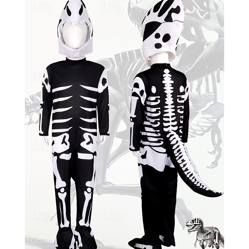 Dinosaur Skeleton Skull Halloween Cosplay Costume Kid's Boys' Masquerade Halloween Masquerade Easy Halloween Costumes Dress Up