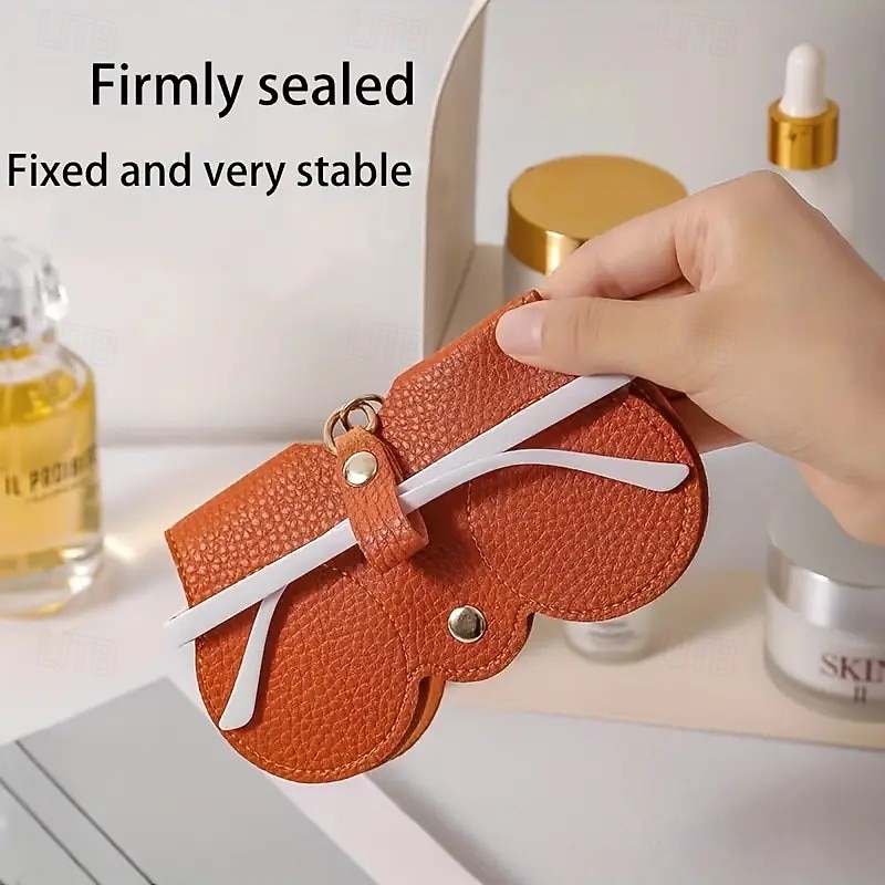 5 Pack Soft Leather Sunglasses Bag, Portable Glasses Case for Women Men, Soft Felt Glasses Organizer Bag with Strap4