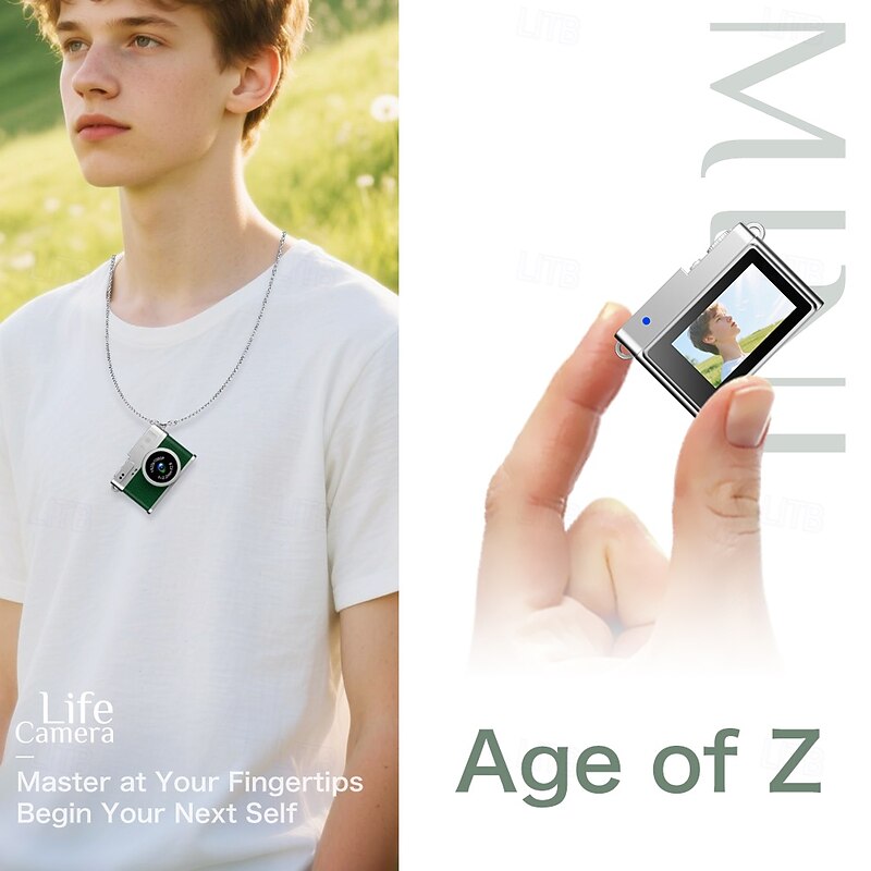 Retro HD 1080P thumb-sized camera for portable photo and video recording equipped with CCD digital camera and flash.3