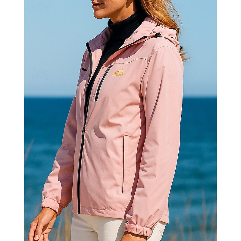 Women's Windbreaker Softshell Jacket Hiking Jacket Outdoor Waterproof Breathable Hiking Outfits Hiking Clothes Spring Autumn / Fall Top Fishing Camping / Hiking / Caving Running Solid Color White Pink3
