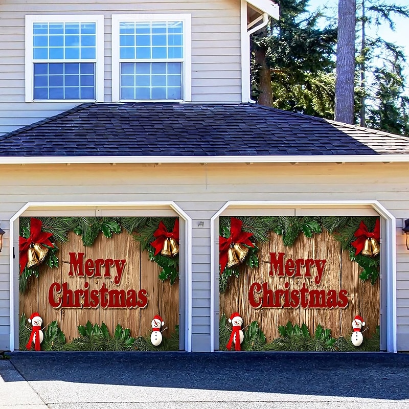 Christmas Outdoor Garage Door Cover Merry Christmas Wreath Large Tapestry Backdrop Holiday Party Wall Decoration For Outdoor Garage Door Home Christmas Festival Celebration Decor4