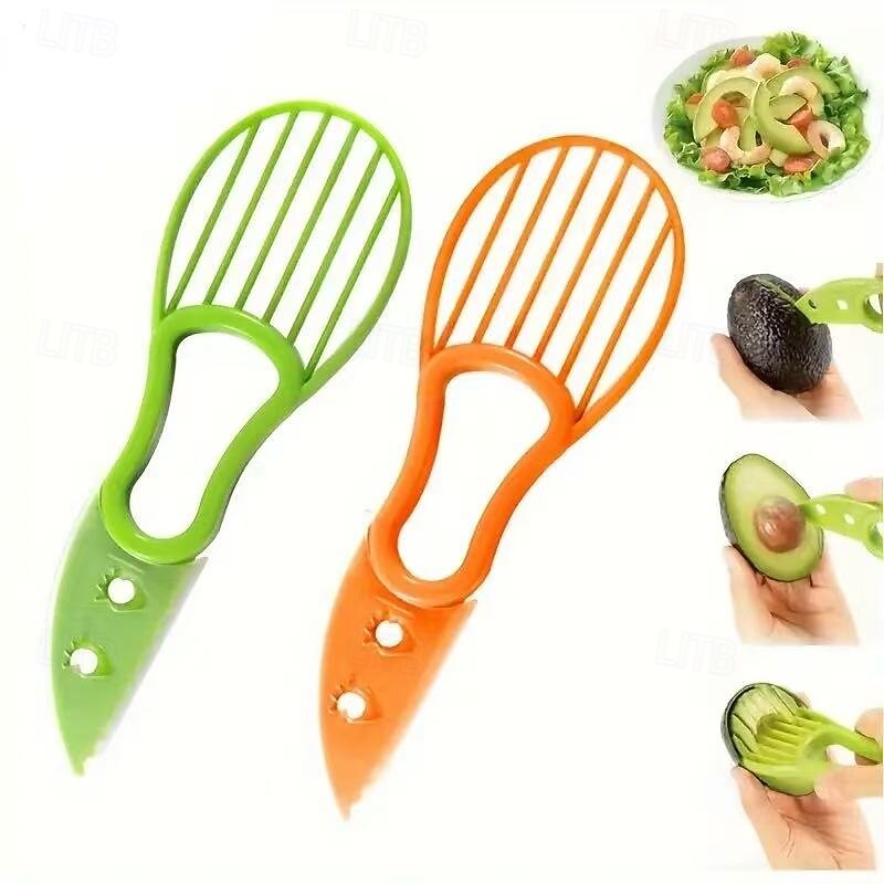 2PCS Avocado Slicer – 3-in-1 Tool for Easy and Quick Avocado Preparation, Perfect for Outdoor Use and Home Kitchen, Safe and Convenient
