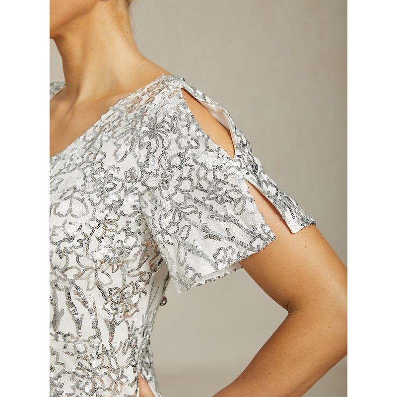 Women's Maxi Dress Sheath Dress Trumpet Mermaid Dress Elegant Party Cocktail Cold Shoulder Evening Party Cocktail Party Floral Short Sleeve V Neck White Summer Spring Fall Winter4