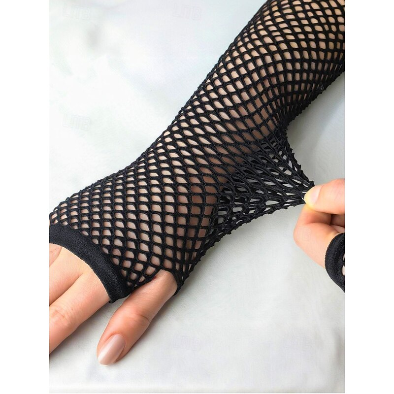 Women's Halloween Fishnet Gloves – Gothic Fingerless Arm Warmers in Multiple Colors for Party, Cosplay and Night Out4