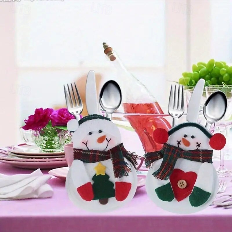 8PCS Christmas Cutlery Holder Set – Silverware Bags with Storage Covers, Knife & Fork Pouches, Festive Tableware & Holiday Party Decorations3