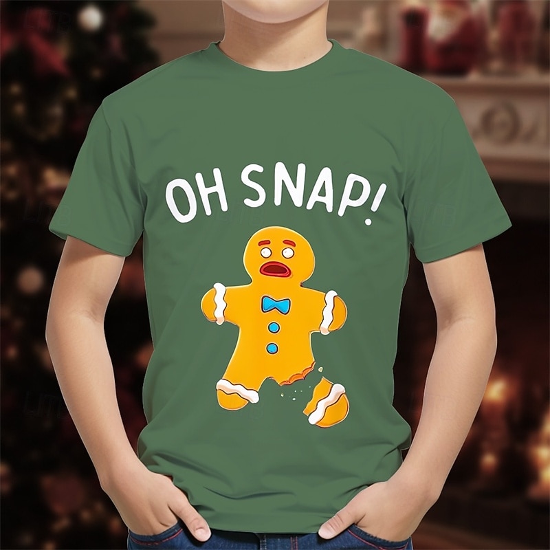 Christmas Boys' 3D Graphic Gingerbread T shirt Tee Short Sleeve Summer Spring Fashion Basic Kids 4-12 Years Crew Neck Outdoor Casual Daily Regular Fit2