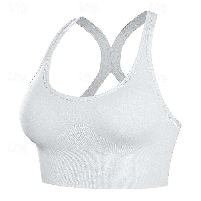 Women's Bra Top Sports Bra Underwear Racerback Calories Burned Sports Criss-Cross Back Solid / Plain Color Sport Activewear Black Yellow Running Fitness Yoga3