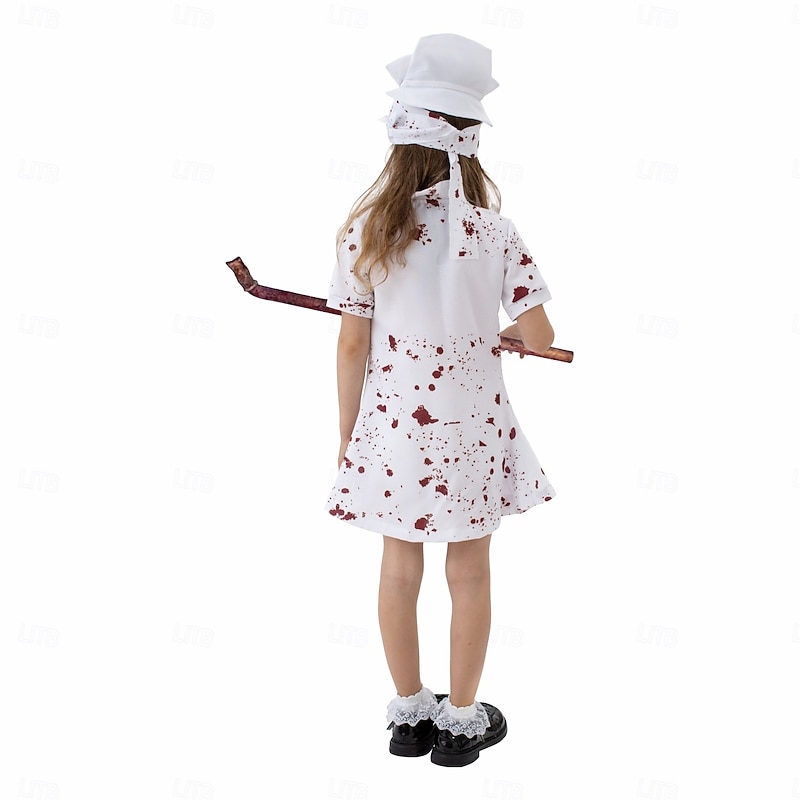 Zombie Nurse Halloween Dress Fancy Costume Silent Hill Horror Scary Costume Kid's Girls' Halloween Carnival Performance Party Easy Halloween Costumes Dress Up2
