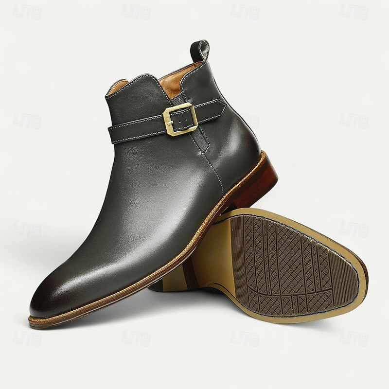 Men's White Buckle Ankle Boots Modern Side Zip Fashion Boots with Strap Accent for Weddings, Parties and Trendy Casual Wear4