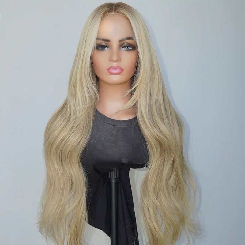 Unprocessed Virgin Hair 5x5 Closure 13x4 Lace Front Wig Middle Part Brazilian Hair Wavy Blonde Wig 130% 150% Density Ombre Hair 100% Virgin Glueless Pre-Plucked For Women Long Human Hair Lace Wig2