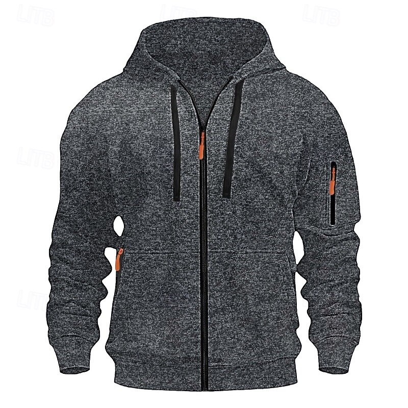 Men's Hoodie Full Zip Hoodie Fleece Hoodie Tactical Hoodie Burgundy Navy Blue Brown Light Grey Dark Gray Hooded Plain Zipper Sports & Outdoor Casual Daily Streetwear Cool Sportswear Spring &  Fall4