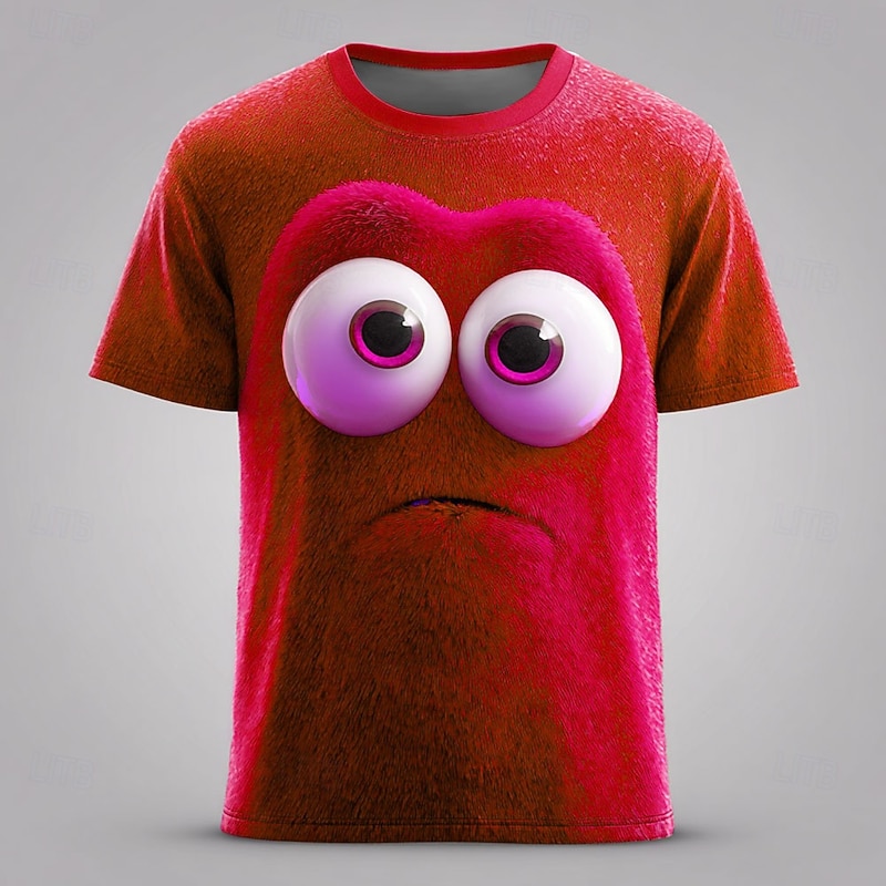 Men's Optical Illusion 3D Funny Emotes T Shirt Short Sleeve T shirt 3D Print Crew Neck Shirt Exaggerated Designer Party Daily Holiday Green 1# Green 2# Red Summer Spring All Seasons Clothing Apparel2