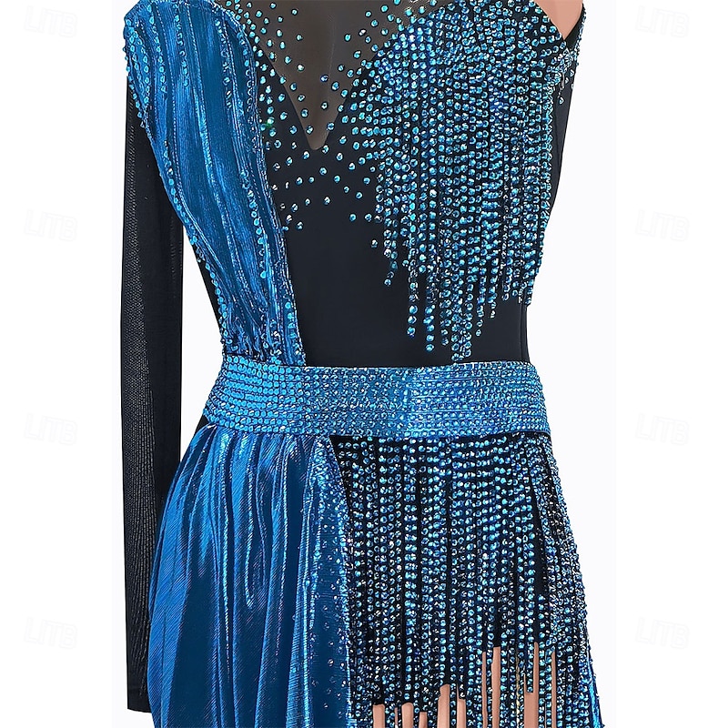 Latin Dance Dress Tassel Women's Performance Training High Spandex3