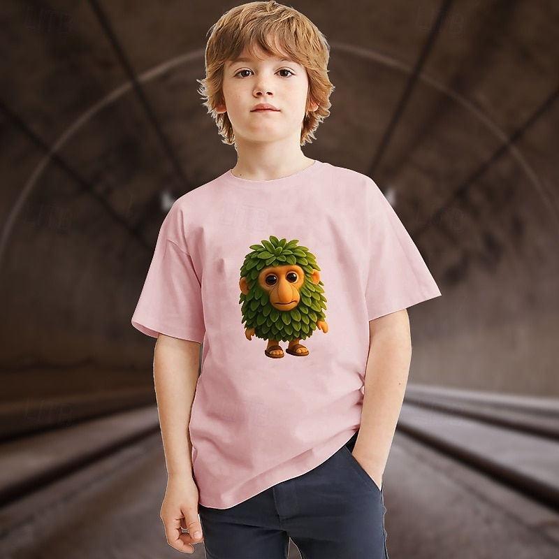 Boys' Funny Italian Brainrot Graphic Tee 5pcs Set of Summer Short-Sleeve T-Shirts for Boys Featuring Cartoon Prints of 'Cute Little Brain Rot Shark Shoes Tire Frog Banana Gorilla Coffee Ninja Tre3