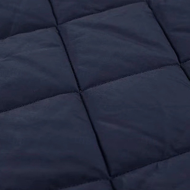 Men's Winter Coat Quilted Jacket Parka Pocket Polyster Pocket Vacation Daily Wear Date Regular Fashion Casual Comfortable Thermal Warm Fall Winter Solid / Plain Color Wine Black Navy Blue Green4