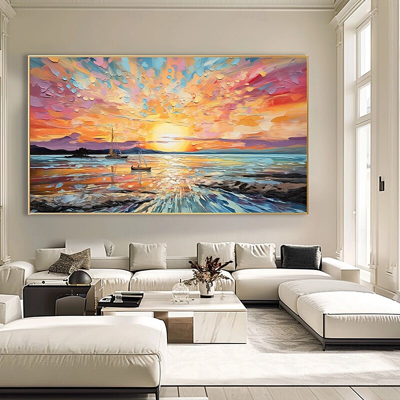 Handmade Oil Painting Canvas Wall Art Decor Original sunsets full for Home Decor With Stretched FrameWithout Inner Frame Painting2