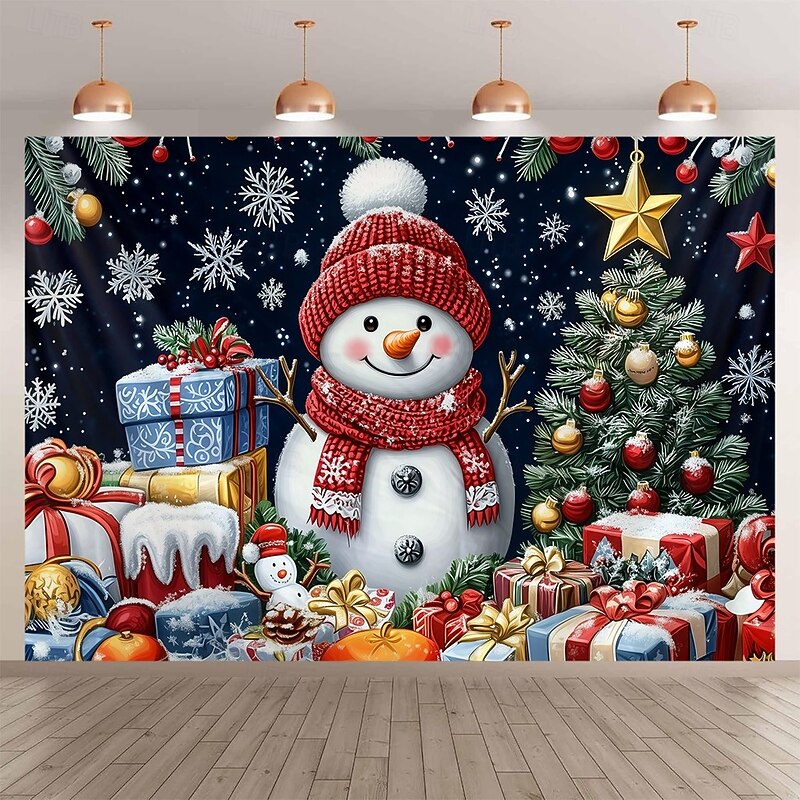 Chrismas Hanging Tapestry Snowman Christmas Stockings Large Wall Art Mural Decor Blanket Curtain Holiday Home Bedroom Living Room Festive Party Decoration Christmas Seasonal Backdrop