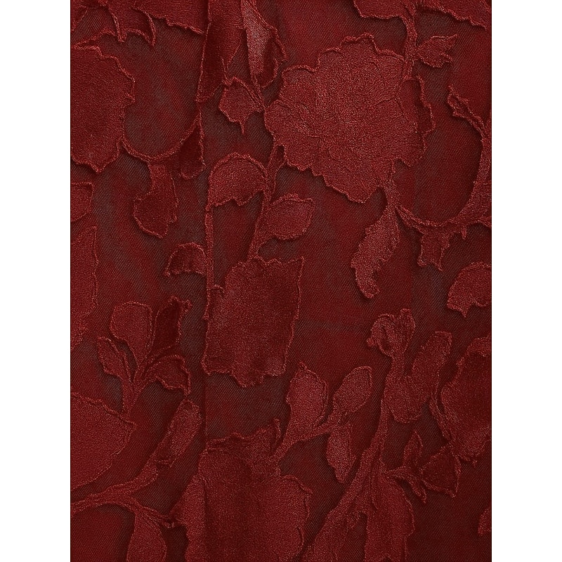 Red Blue A-Line Mother of the Bride Evening Gown Elegant Formal Dress Formal Wedding Floor Length Half Sleeve V Neck Pocket Lace with Bow(s) Strappy3