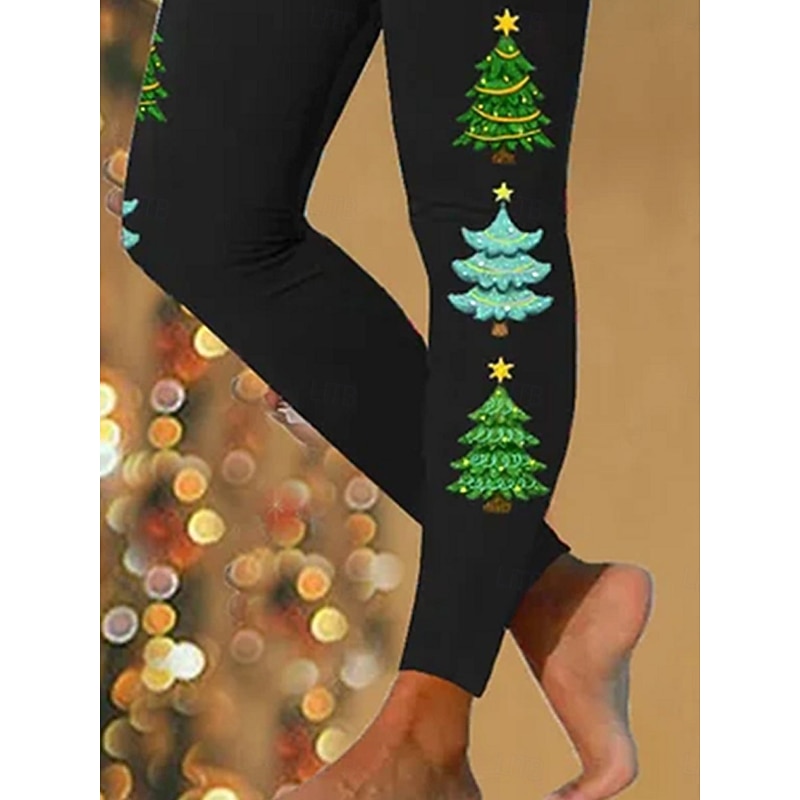 Women's Leggings Vacation Vintage Fashion Ankle-Length High WaistPantsUgly Christmas Graphic Christmas Printing Thermal Warm Soft Breathable Stretchy Formal Outdoor Vacation Green Summer Spring Fall3
