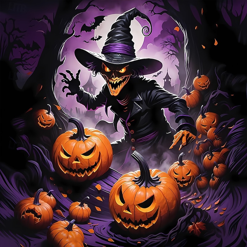 Halloween Men's Pumpkin Witch Jack-o'-lantern Shirt Button Up Shirt Long Sleeve Dark Gothic Style Holiday Streetwear Spring Fall Turndown 3D Print Collared Shirts Blue Purple3