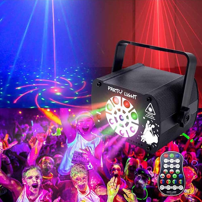 8 Hole Mini Laser Disco DJ Light LED UV Sound Stage Lighting Effect KTV Wedding Xmas Holiday Party Lamp USB Sound Activated