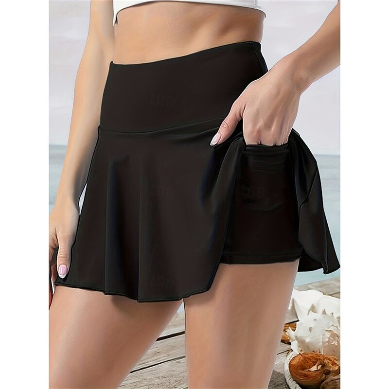 Women's Skirt A Line Fashion Casual Mini High Waist Skirts Plain Pocket Stretchy Sports Outdoor Daily Black White Pink Wine Summer Polyester